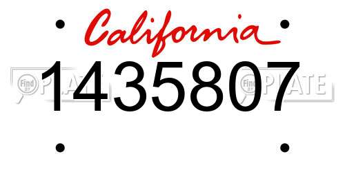 1435807 California License Plate