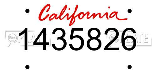 1435826 California License Plate