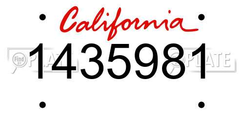 1435981 California License Plate