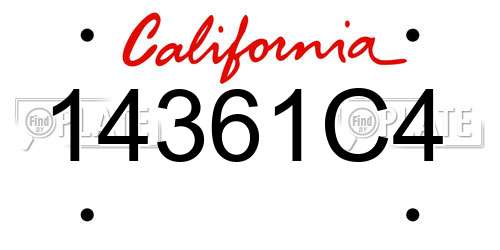 14361C4 California License Plate