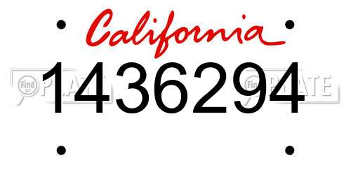 1436294 California License Plate
