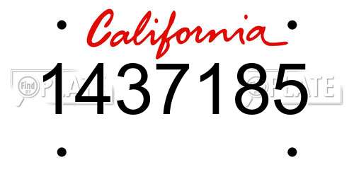 1437185 California License Plate