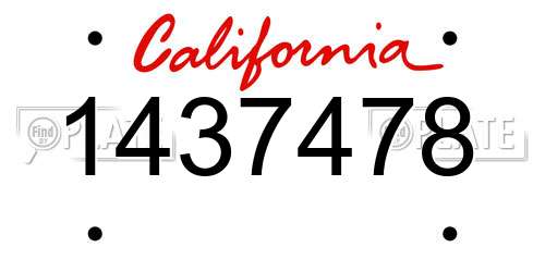 1437478 California License Plate