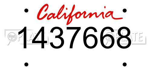 1437668 California License Plate