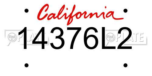 14376L2 California License Plate