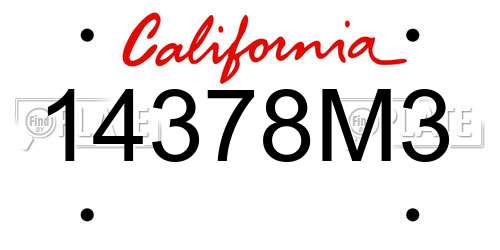14378M3 California License Plate
