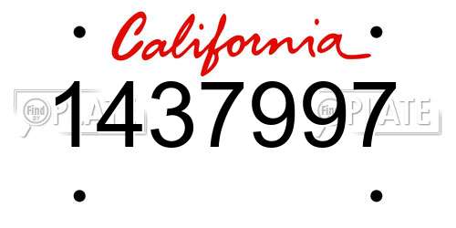 1437997 California License Plate