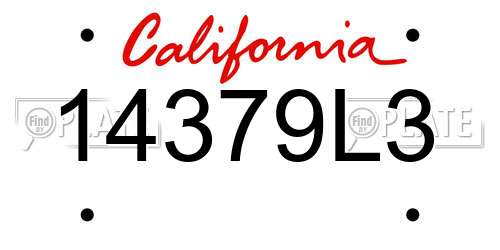 14379L3 California License Plate
