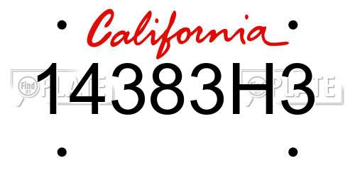 14383H3 California License Plate