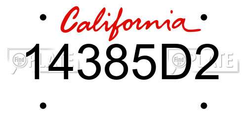 14385D2 California License Plate