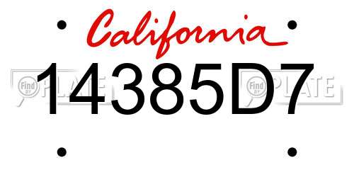 14385D7 California License Plate