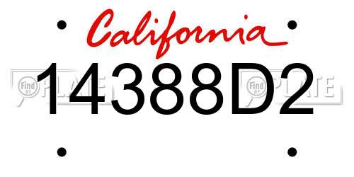 14388D2 California License Plate