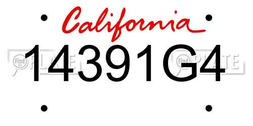 14391G4 California License Plate