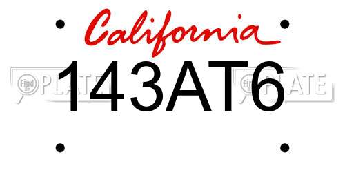 143AT6 California License Plate