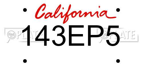 143EP5 California License Plate