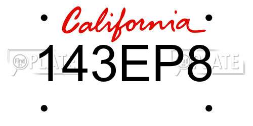 143EP8 California License Plate