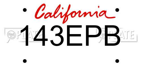 143EPB California License Plate