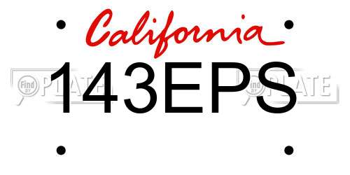 143EPS California License Plate