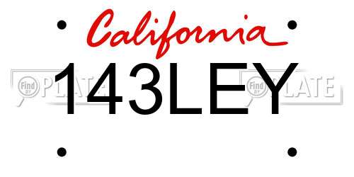 143LEY California License Plate