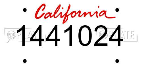 1441024 California License Plate