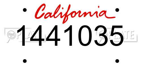 1441035 California License Plate