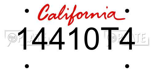 14410T4 California License Plate