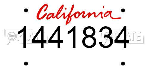 1441834 California License Plate