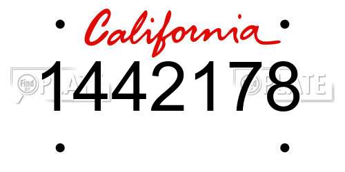 1442178 California License Plate