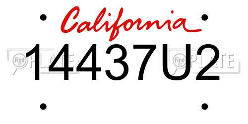 14437U2 California License Plate