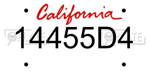 14455D4 California License Plate