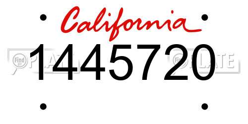1445720 California License Plate