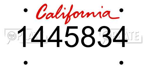 1445834 California License Plate