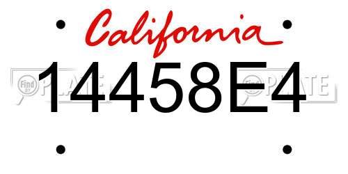 14458E4 California License Plate