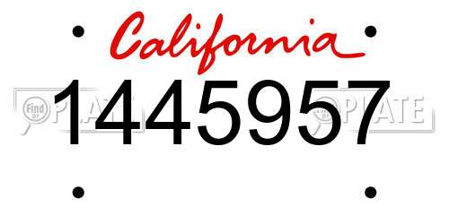 1445957 California License Plate