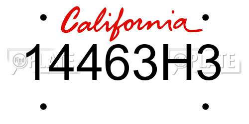 14463H3 California License Plate