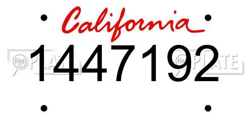 1447192 California License Plate
