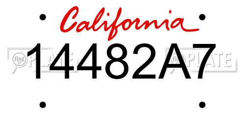 14482A7 California License Plate