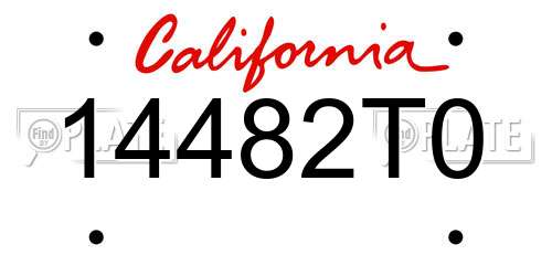 14482T0 California License Plate
