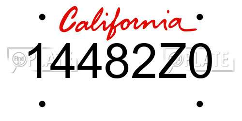 14482Z0 California License Plate
