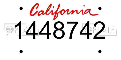 1448742 California License Plate