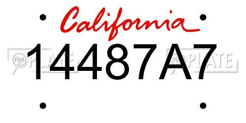 14487A7 California License Plate