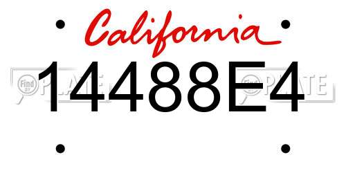14488E4 California License Plate