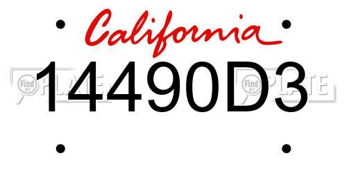 14490D3 California License Plate