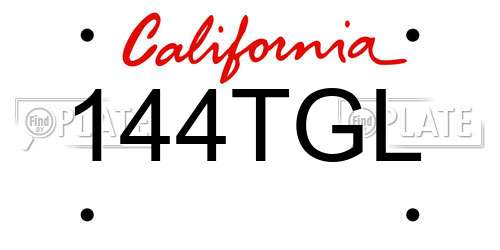 144TGL California License Plate