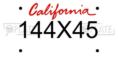 144X45 California License Plate