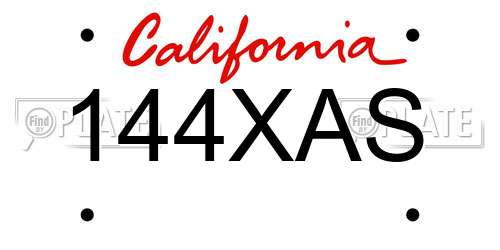 144XAS California License Plate