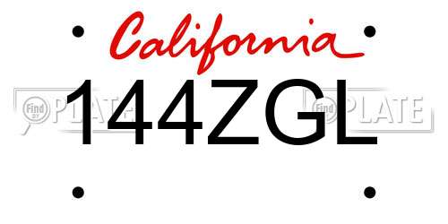 144ZGL California License Plate