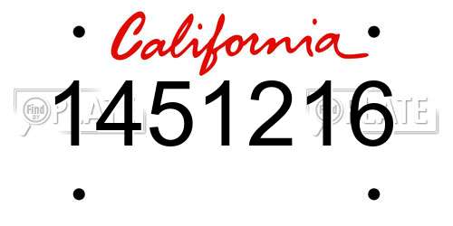 1451216 California License Plate