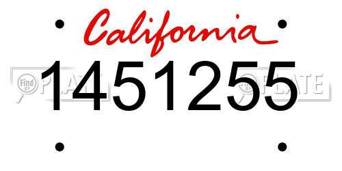 1451255 California License Plate