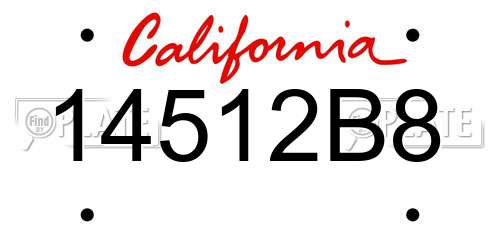 14512B8 California License Plate